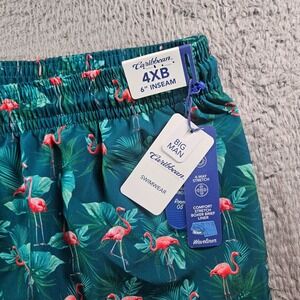 NWT Caribbean Swim Shorts Trunks Men's 4XB‎ Lined Zip Pocket Flamingo Leaf Green